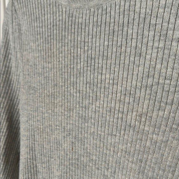 LOFT Gray Ribbed Knit Top - Picture 2 of 4